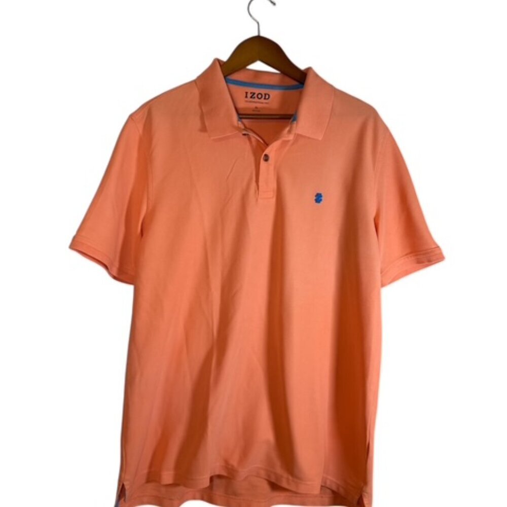 IZOD Men's X-Large Pumpkin Orange Grid Swing-Flex Performance Golf Polo Shirt - Picture 1 of 9